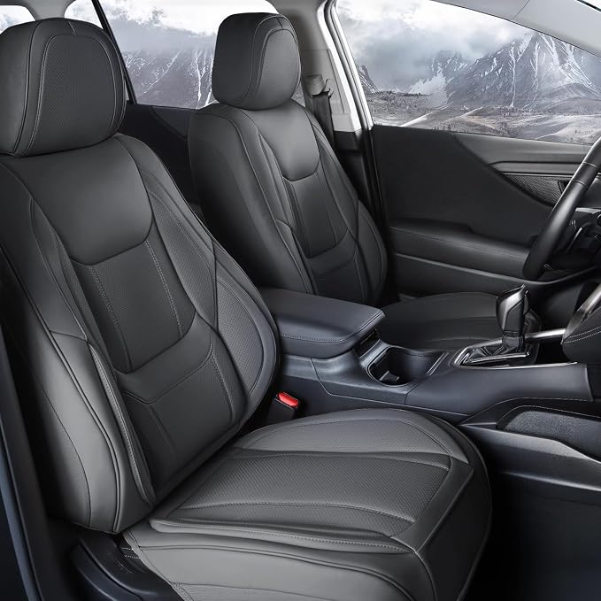 Coverland Custom SUV Car Seat Covers Front Seats for [2019-2025 Toyota RAV4, RAV4 Hybrid] - Protector Car Seat Cover Water Resistant Leather Memory Form Back Support Seat Cushion [Front-Dark Gray]