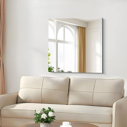 CILIBER 30x30 inch Frameless Bathroom Mirror, Square Frameless Mirrors