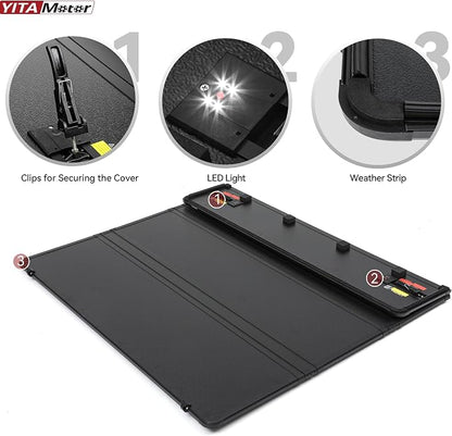 YITAMOTOR Quad Fold Hard Truck Tonneau Cover Fits for Dodge Ram 1500 2002-2026 (Classic & New), Fits for Dodge Ram 2500 3500 2003-2026 with 6.4ft Bed w/o Rambox, Heavy-Duty Aluminum Alloy Bed Cover