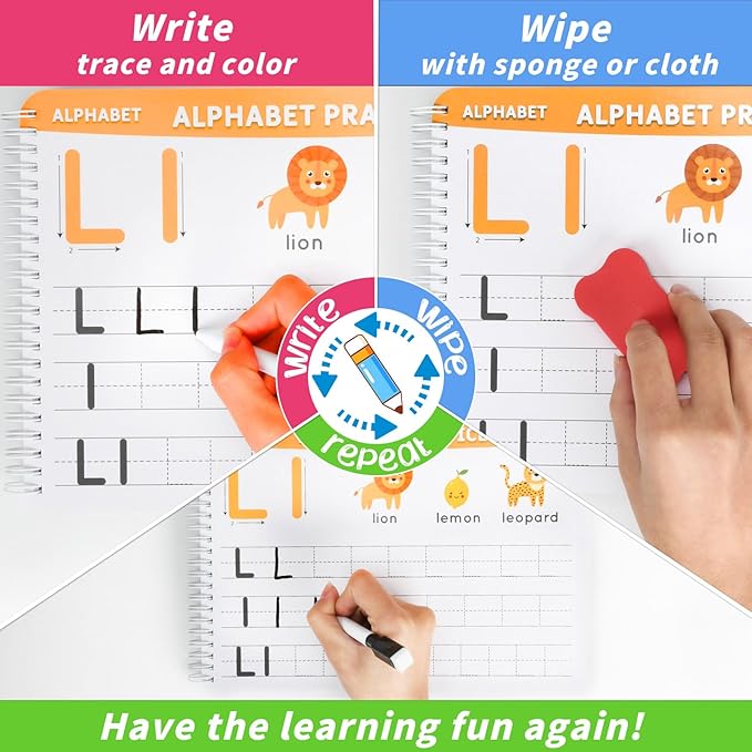Preschool Learning Activities Educational Workbook: Preschool Handwriting Tracing Books | Autism Learning Materials | Alphabet Learning Toys | Pre k Workbooks | Montessori Busy Book for Kids Ages 3-5