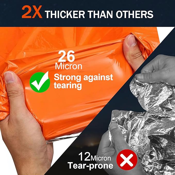 Emergency Blankets for Survival, 2-Pack/4-Pack Space Blankets, Gigantic & Extremely Thick Mylar Blankets, Suitable for Outdoor Survival, Camping, and Hiking