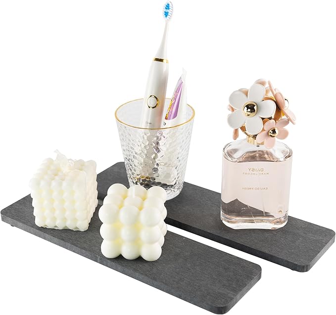 NiuYichee 2 Pcs Water Absorbing Stone Trays, Kitchen/Bathroom Sink Soap Dish