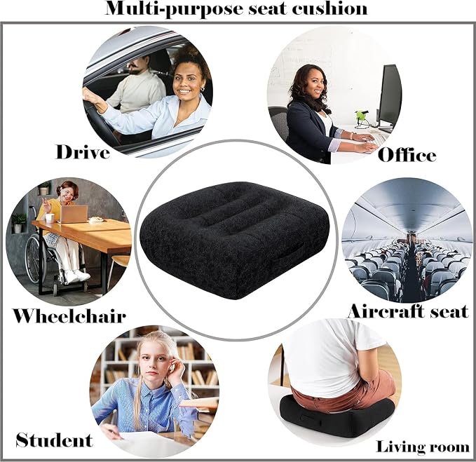 adult short driver car seat booster/booster seat for adults/thick Office Chair Booster Seat,for Short People Effectively Increase Field of View Lower Back Fatigue Relief,for Cars,Office,Home（black）