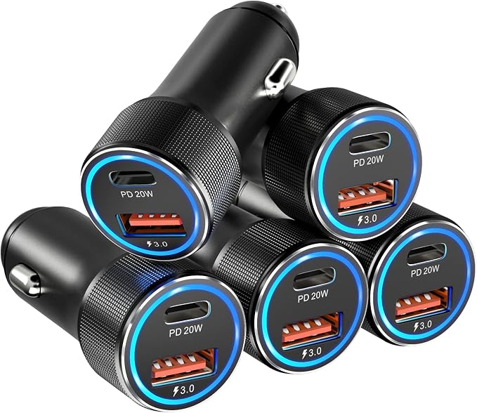 USB C Car Charger 5 Pack, Bangfun 36W Dual Port PD&QC 3.0 Fast Charging 12V USB Car Charger Cigarette Lighter Adapter Plug for iPhone 15 14 13 12 11 Pro Max SE,iPad,Samsung,Pixel(Black)