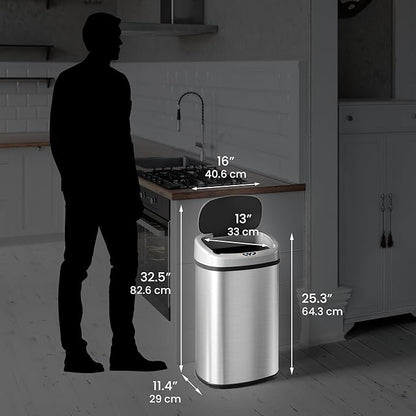 iTouchless 13 Gallon Oval Sensor Trash Can