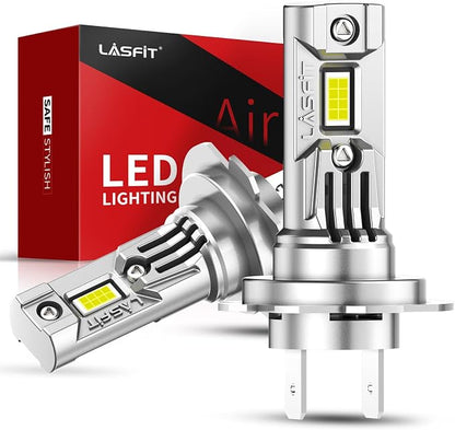LASFIT BEAM H7 Light Bulbs, 2025 Upgrade Super Bright 6000K Cool White Fog Light Bulbs, No Adapter Required, Real 1:1 Mini Size with Cooling Fan, Plug and Play Non-Polarity, Pack of 2