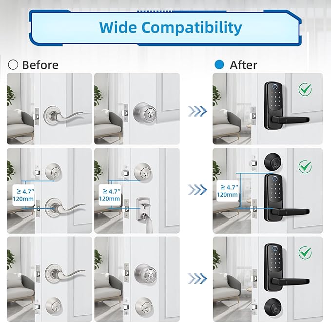 Smart Door Lock with Handle, Keyless Entry Digital Lock