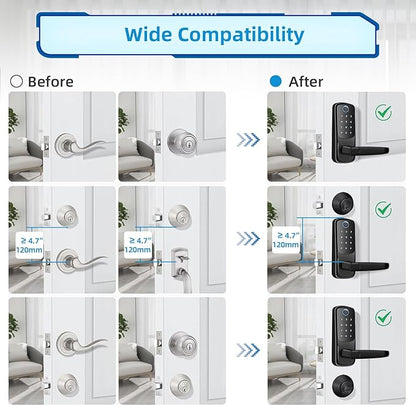 Smart Door Lock with Handle, Keyless Entry Digital Lock
