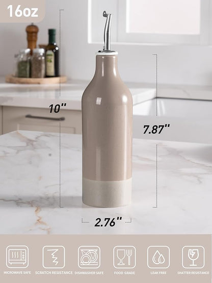 famiware Milkyway 16oz Ceramic Olive Oil Dispenser Bottle, 1 Piece Oil Dispenser