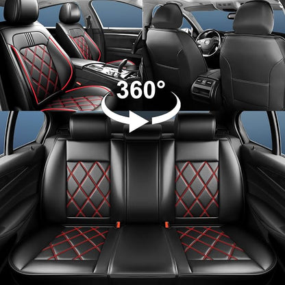 Malibu Car Seat Covers Fit for Chevrolet/Chevy Malibu 2007-2026, Full Coverage Leather Waterproof Breathable Seat Covers, Automotive Seat Protectors, Airbag Compatible, 2 Front Seats, Red Black