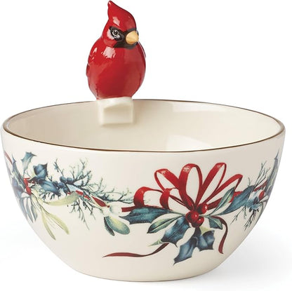 Lenox 894203 Winter Greetings Cardinal Bowl, Christmas Dinnerware
