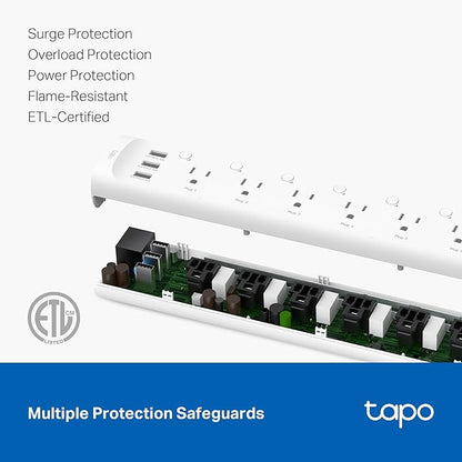 Tapo Smart Wi-Fi Power Strip- 6 Individually Controlled Smart Outlets and 3 USB