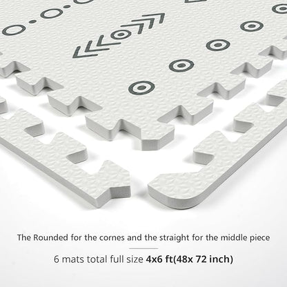 Baby Foam Play Mat, PIGLOG 72x48 Baby Crawling Mat, Floor Mats for Kids for Infants with Interlocking Tiles, Toddler Playmats for Indoor and Outdoor, Easy to Clean Playroom Mats, (Symbol+Bohemia)