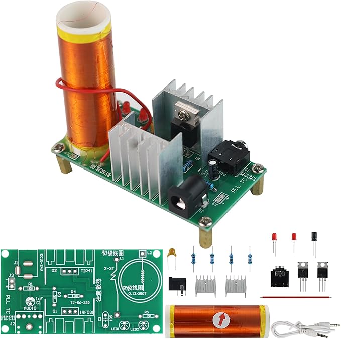 Tesla Coil Soldering Kit with Purple Arc & Bluetooth Music Sync | DIY Spark Generator for Science Experiments, Lighting Lamps, and Audio Visual Effects