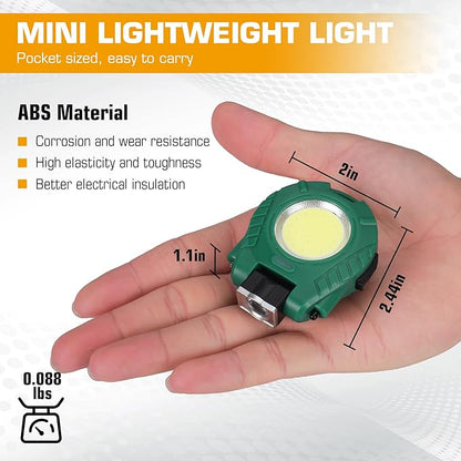 EverBrite 2 Pack COB Keychain Work Light, Mini Rechargeable Magnetic Keychain Light, Sensor Mode, Multifunctional Small Keychain Flashlights, Portable, Waterproof, for Camping, Hiking, 6 Modes, Green