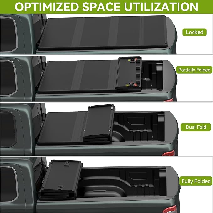 AUTOSAVER88 FRP Truck Bed Tonneau Cover Hard Tri-fold Fits for Ford F-150 F150 2015-2026 5.5ft Bed (Excl. Raptor Series)