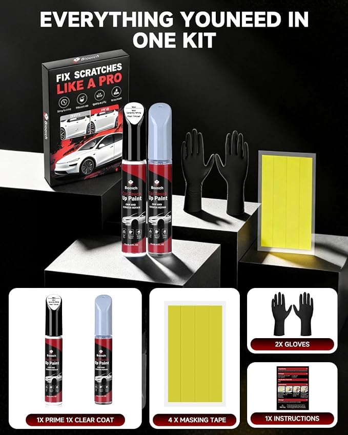Serenity White Pearl Tricoat W6H for Hyundai Touch Up Paint Kit[2K Clear Coat Included],Exact Color Match Touch Up Paint for Chip and Scratch