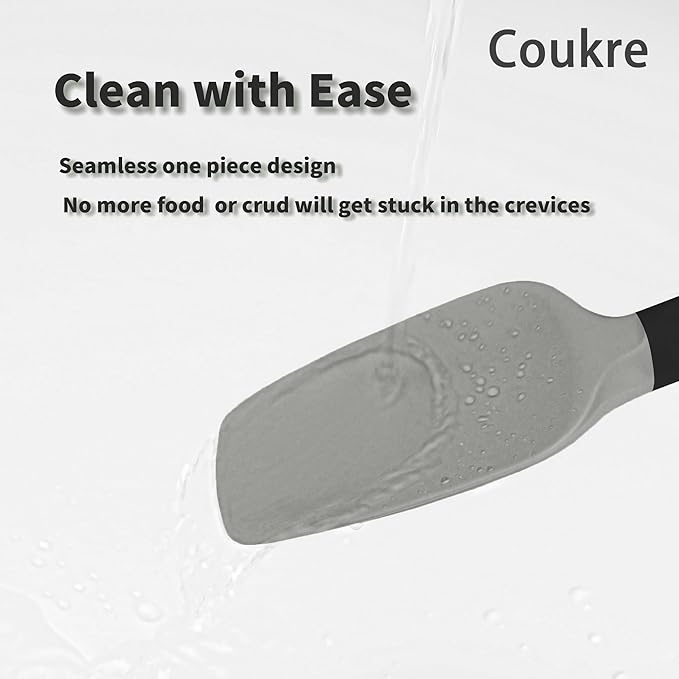 Coukre Silicone Spatula Set of 5,High Temperature Resistant, Food Grade Silicone, Dishwasher Safe, for Baking, Cooking (Gray)
