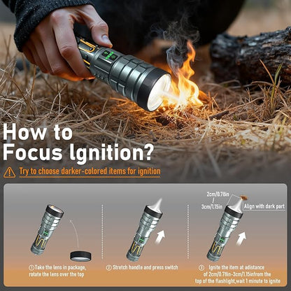 Rechargeable Flashlight 11 Modes Tactical Camping Flashlight with Red-Blue Emergency Lights, 10000 Lumens 3 in 1 Portable Camp Light with Stand, Bright LED Flashlight for Outdoor Activity