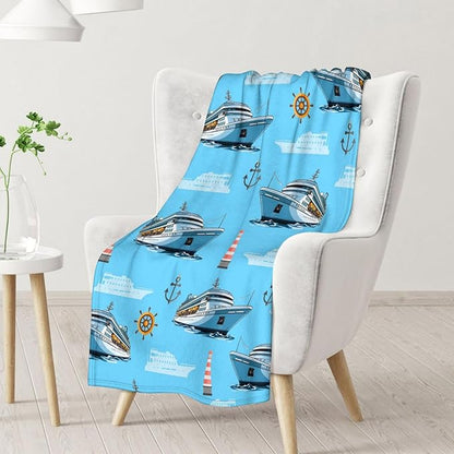 Boys Blanket Ship Throw Blankets Gift for Kids Adults Birthday, 40x50 Inches Lightweight Soft All Season Throw for Sofa Couch Bed Office Car
