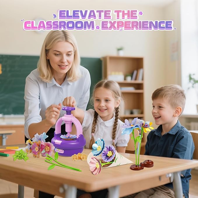 Plunack Flower Bouquets Toys for Kids Age 4-8, Flower Press Kit DIY Flowers Making Craft Kit for 4 5 6 7 Year Old Girls Floral Arts & Crafts Toys Educational Handmade Activity Set, Gift for Girls 3+