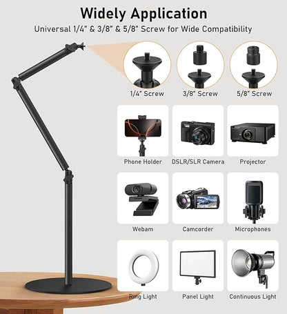 Camera Round Base Mount Desk Stand, Flexible Aluminum Photography