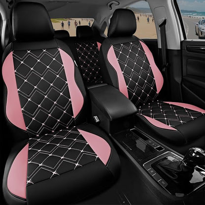 Road Comforts Seat Covers, Premium Leather Car Seat Covers Full Set for Women Girls,Airbag Compatible, Automotive Seat Covers Universal Fit Most Cars,Vans,Truck,SUV