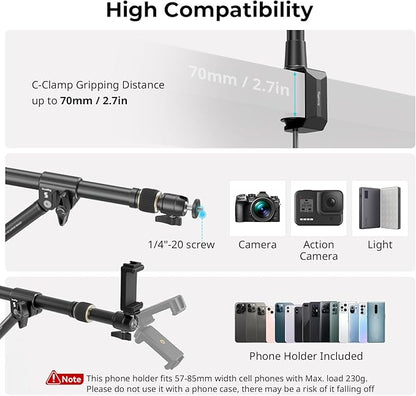 SMALLRIG Triangle Camera Desk Mount, Max. Load 3kg/ 6.6lbs, Overhead Mount