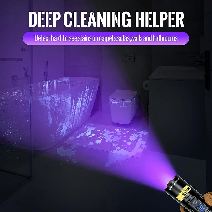DARKBEAM UV Flashlight Blacklight 395nm Black Light, High Lumens LED Flashlights USB Rechargeable Super Bright for Camping, Powerful Woods Lamp Pet Urine, Uranium Glass Detector, Resin Curing