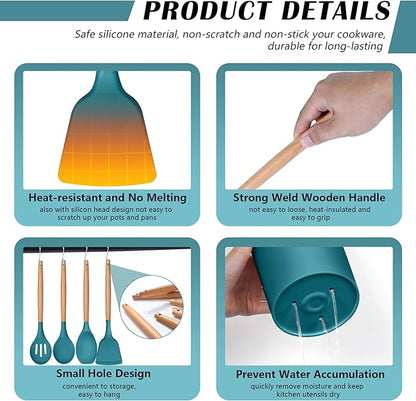 HaWare Kitchen Cooking Utensils Set, 23-Piece Silicone Kitchen Utensils Spatula