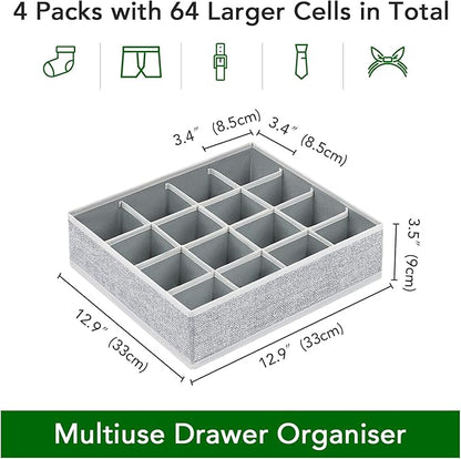 Joyoldelf Sock Drawer Organizer Divider Underwear Organizer 16-cell Fabric