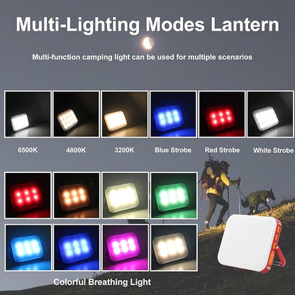 Tent Lights for Camping, Rechargeable Camping Lights for Tent, Camping Tent Light for Tent Camping Outdoor Power Outage Tent Light RGB Camping Lights IP65 Waterproof (Red)