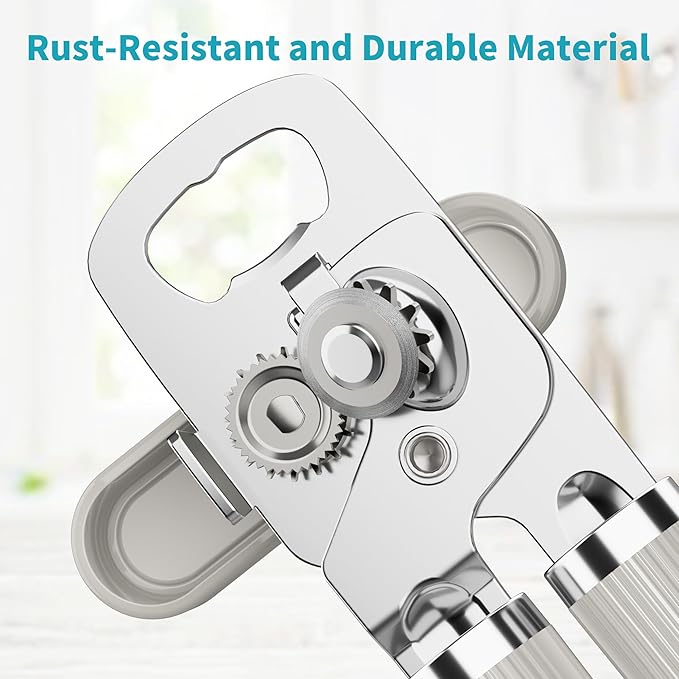 Ultrean Manual Can Opener Bottle Opener, Heavy Duty Stainless Steel Smooth Edge
