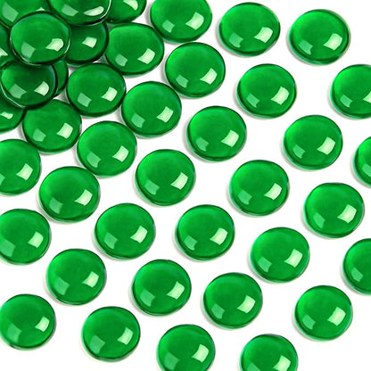 FUTUREPLUSX 1LB Green Flat Glass Marbles, Premium Colored Gems Fish Bowl Marbles Decorative Mosaic Glass Pebbles Floral Smooth Stones for Vases Aquarium Home Decor