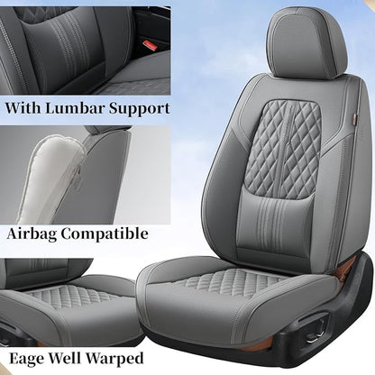 Coverado Car Seat Covers Full Set, Automotive Front and Rear Seat Covers with Backrest, Nappa Leather Car Seat Protectors Waterproof, Universal for Most Vehicles