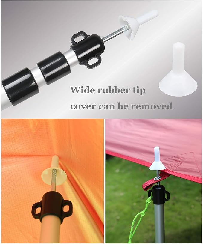 HIKEMAN Tent Poles Camping Poles for Tarp Awning Canopy Porch Sun Sails Tarpaulin Headroom Aluminium Adjustable Telescoping