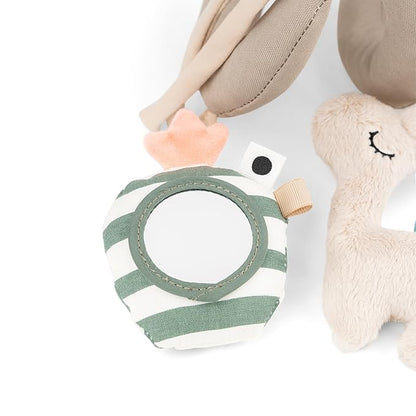 Done by Deer Lalee Sand Activity Spiral Baby Toy - Sensory Cactus, Mirror, and Crinkle Sound for Cots, Car Seats, Strollers, and Prams - Perfect Travel Companion