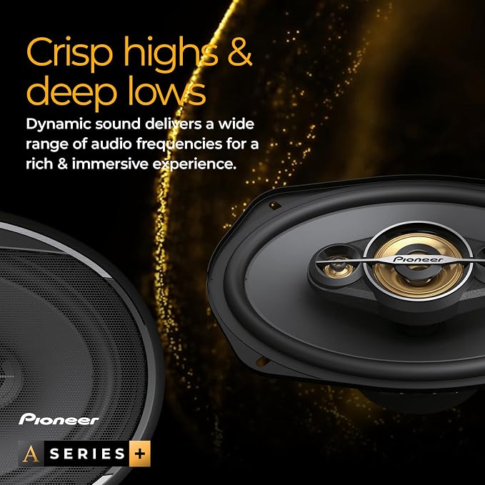 Pioneer A-Series Plus TS-A1601C 6.5” 2-Way Speakers (Pair) – 350W Max, Crisp Highs + Clear Vocals, Enhanced Bass, Ideal Factory Upgrade, Installation Adaptors Included