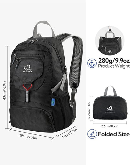 WATERFLY Small Lightweight Packable Backpack: 20l Ultra Light Foldable Travel Hiking Camping Daypack Day Pack for Man Woman