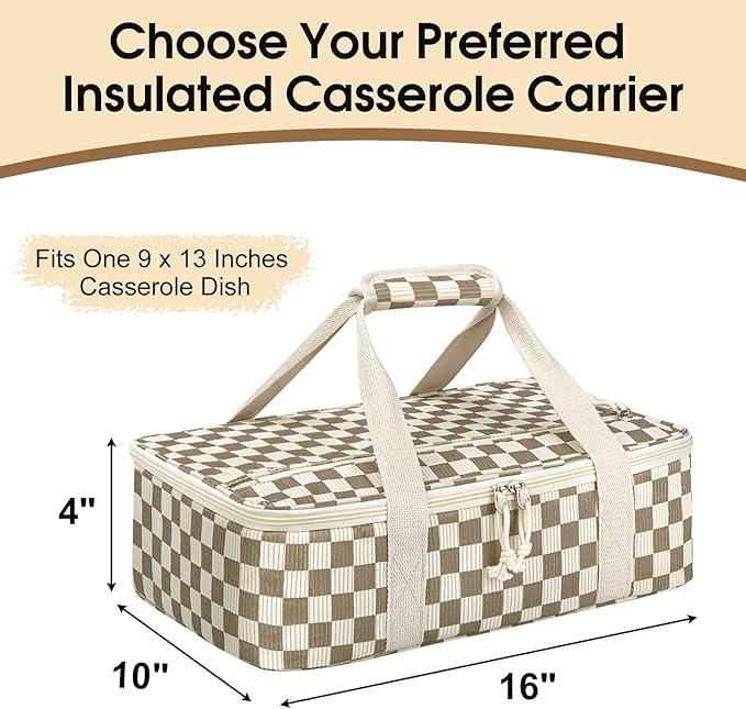 Corduroy Casserole Carrier, Insulated Lasagna Lugger