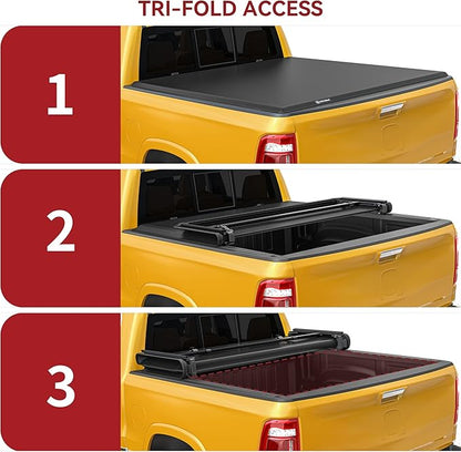YITAMOTOR Soft Tri-Fold Truck Bed Tonneau Cover Fits for Dodge Ram 2500 3500 2003-2026, Fleetside 6.4 ft Bed Without Rambox