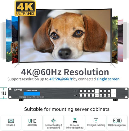 MT-VIKI 4K HDMI Matrix Extender 4x4 4K60Hz 4:4:4 Over CAT6/7/8 Cable, Matrix
