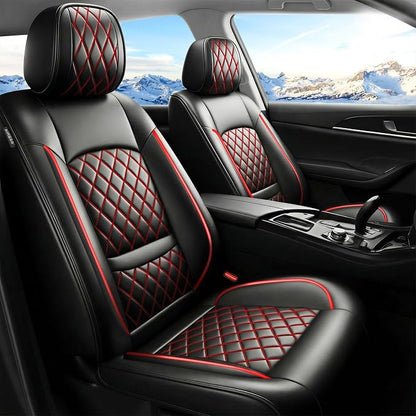 Car Seat Covers Compatible with Hyundai Elantra 2017-2025 2026 Waterproof & Breathable Luxury Leather All-Weather Seat Cushions Protectors,Airbag Compatible,Only 2 Front seat Covers (Redline)
