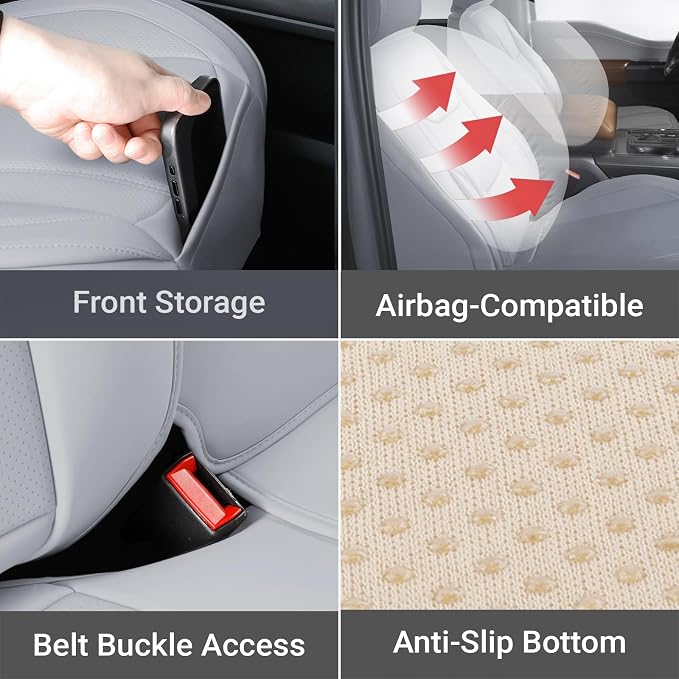 Coverland Custom SUV Car Seat Covers Full Set for [2011-2026 BMW X3] - Protector Car Seat Cover Water Resistant Leather Memory Form Back Support Seat Cushion [Full Set-Gray]