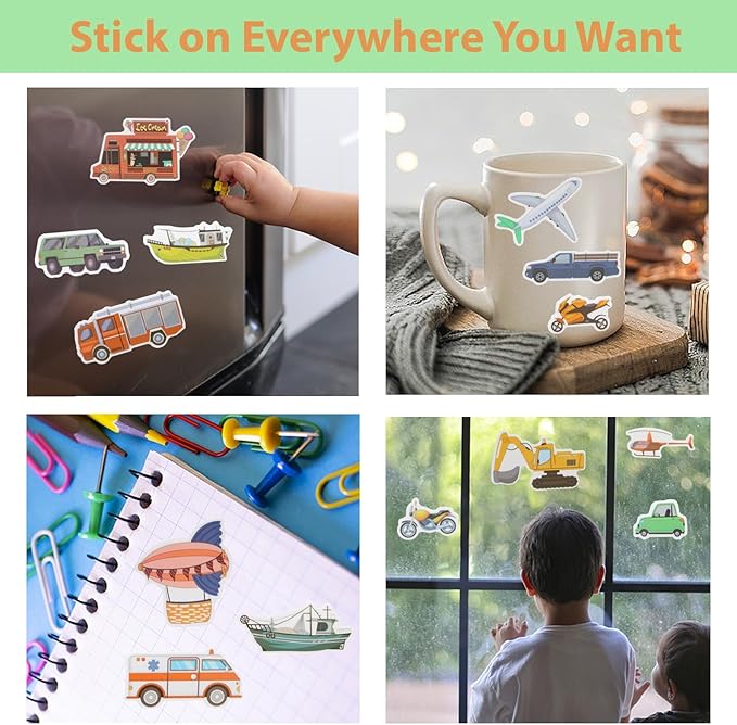 Jelly Sticker Books for Toddlers 2-4 Years, Reusable Sticker Book for Kids 1-3, Toddler Travel Essentials Vehicles Stickers for Kids Toddler Plane Activities (Vehicles)
