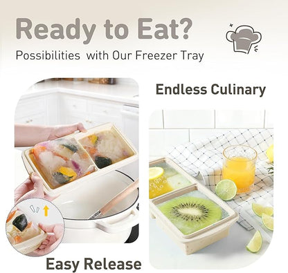 Silicone Freezer Tray with Lid Soup Freezer Container Molds with Steel
