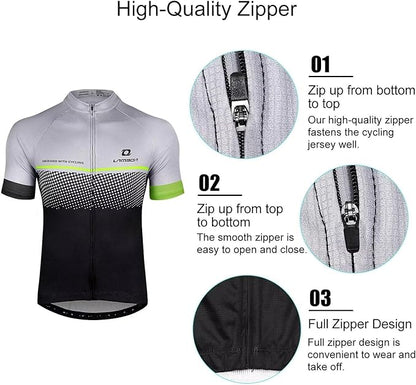 LAMEDA Men's Cycling Jersey Breathable Lightweight Bike Jersey Short Sleeve Quick Dry Moisture Wicking Biking Shirts