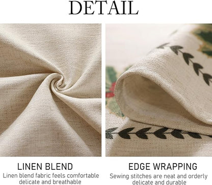 ISAENNE Designer Christmas Linen Long Tablecloth Rectangle,Light Beige Western Table Cloth,Wrinkle Resistant Decor Tablecloths for Dining Thanksgiving Kitchen Christmas,63"*102"-Carol G