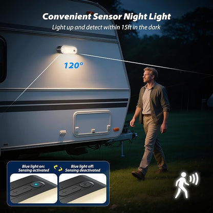 Motion Sensor Camping Lights,Rechargeable Camping Lantern, Portable Hanging Tent Lights,IPX5 Waterproof Emergency Light for Outdoor,SOS Mode Hurricane Power Outages,Magnet Work Light,2 Pack