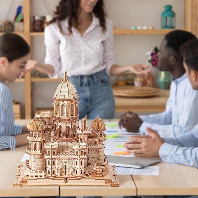 3D Wooden Puzzles DIY Mechanical Wooden Wide Model Kit 1000 Pcs 3D Puzzles for Adults Teens 14+Years Puzzle Enthusiasts Box Clockwork Enchanted Castle